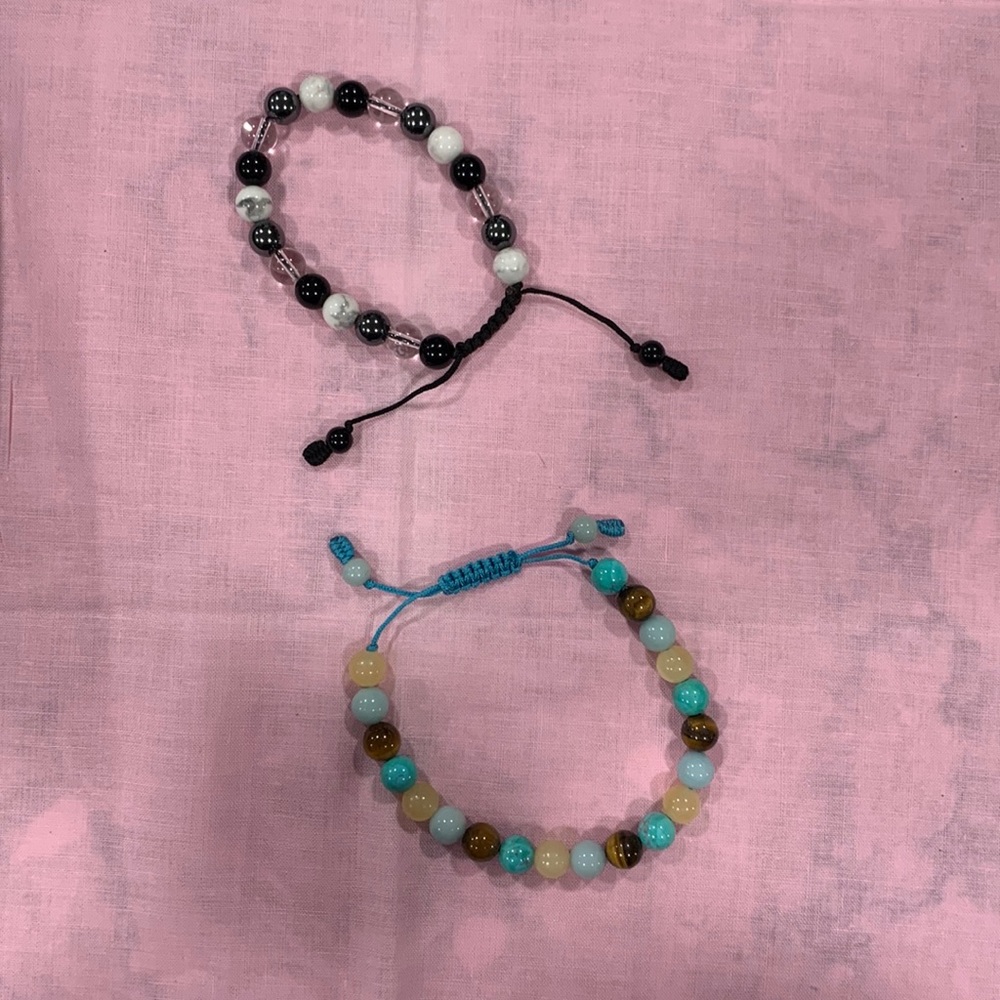 Two Beaded Slipknot Bracelets (B115)